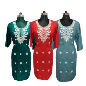 Women Flower Design Work Short Kurta